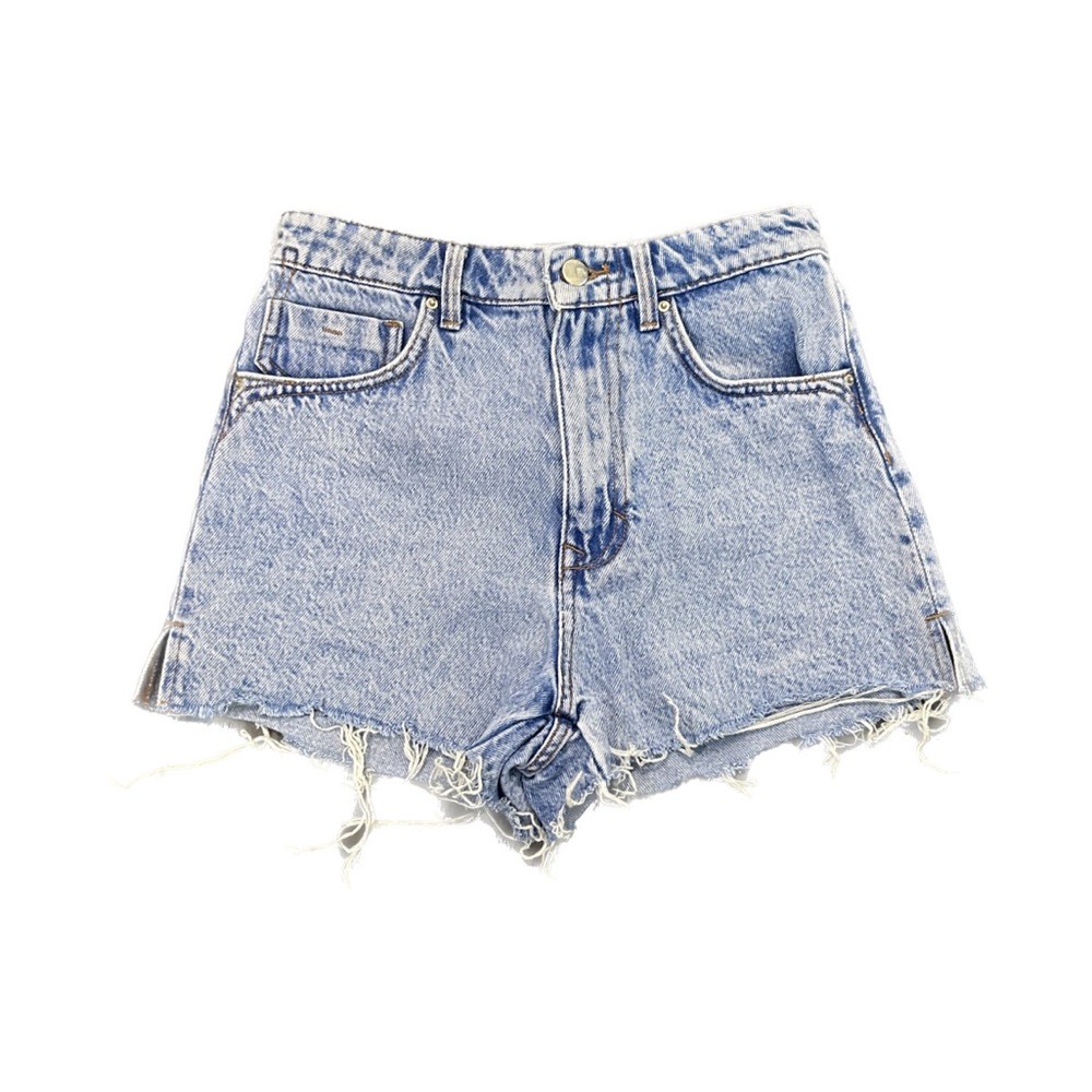 ZARA HIGH WAIST RIPPED DENIM SHORT